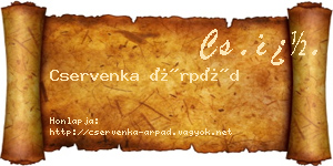 Cservenka Árpád névjegykártya